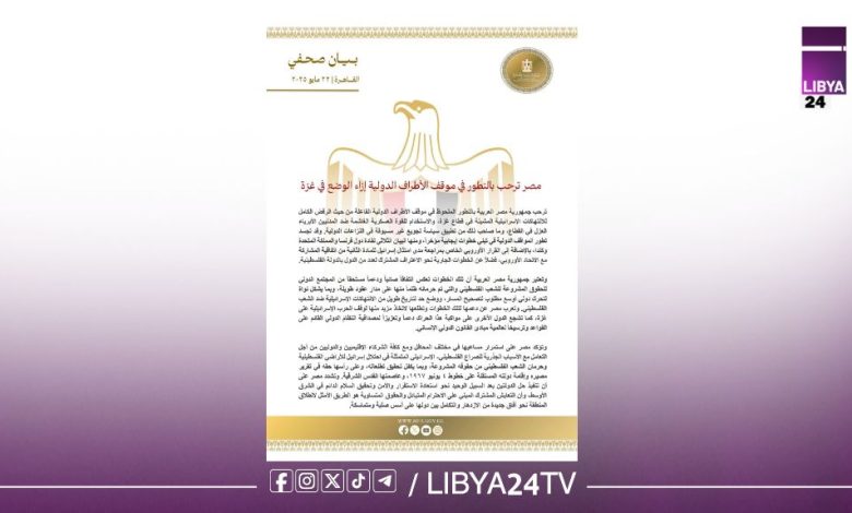 مصر ترحب بالتطور فى موقف الأطراف الدولية تجاه غزة